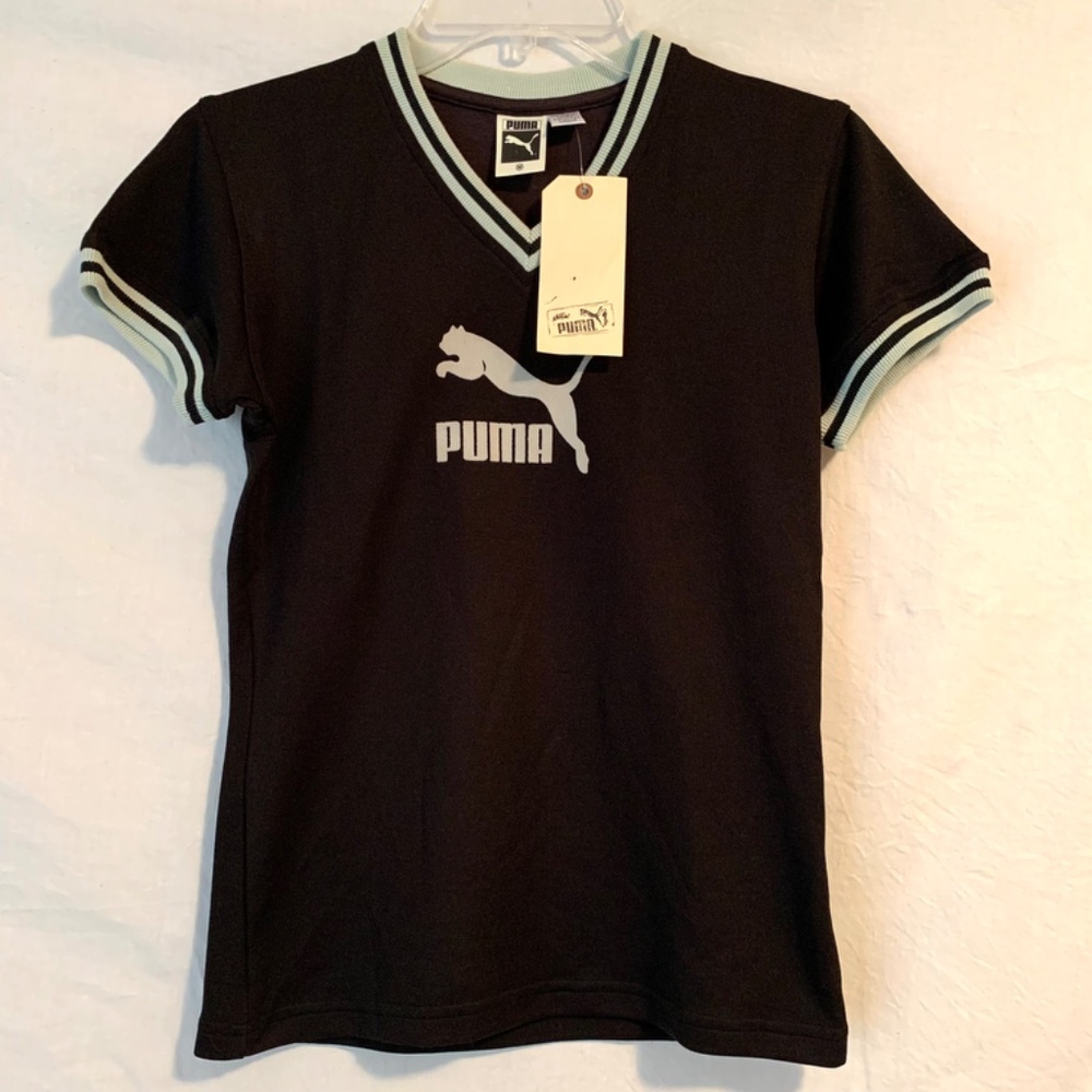 Puma NEW Women Black V Neck Top Size S
